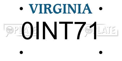 0INT71 Virginia License Plate