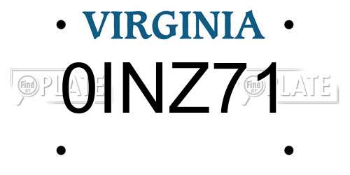 0INZ71 Virginia License Plate