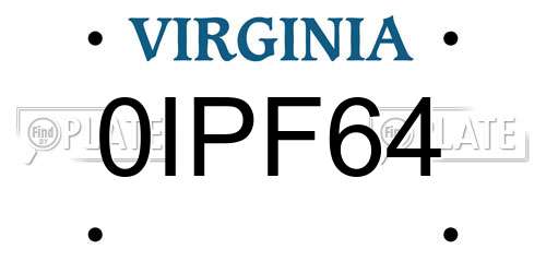0IPF64 Virginia License Plate