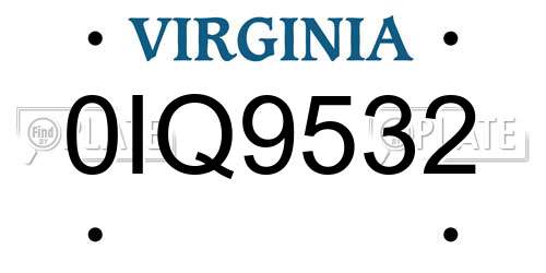 0IQ9532 Virginia License Plate