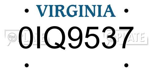 0IQ9537 Virginia License Plate