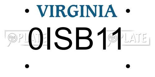 0ISB11 Virginia License Plate