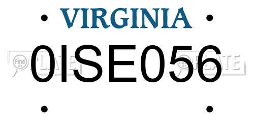 0ISE056 Virginia License Plate