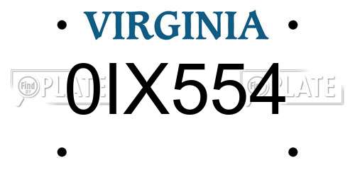 0IX554 Virginia License Plate