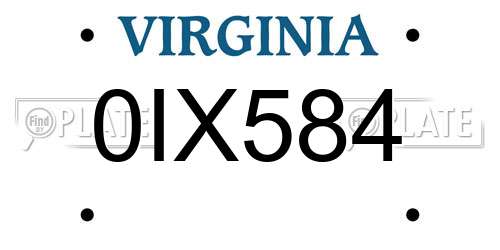 0IX584 Virginia License Plate