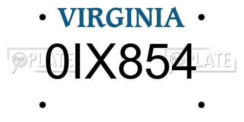 0IX854 Virginia License Plate
