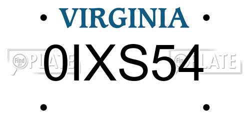 0IXS54 Virginia License Plate