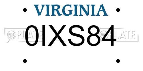 0IXS84 Virginia License Plate