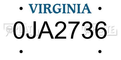 0JA2736 Virginia License Plate