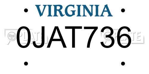 0JAT736 Virginia License Plate