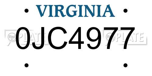 0JC4977 Virginia License Plate