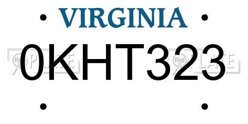 0KHT323 Virginia License Plate