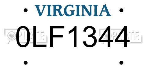 0LF1344 Virginia License Plate