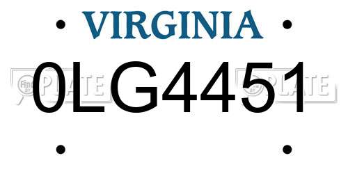0LG4451 Virginia License Plate