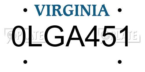 0LGA451 Virginia License Plate