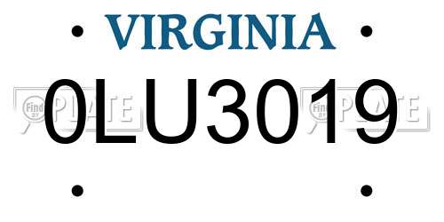 0LU3019 Virginia License Plate
