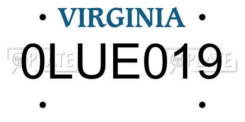 0LUE019 Virginia License Plate