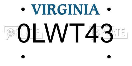 0LWT43 Virginia License Plate