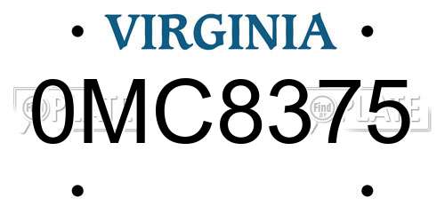 0MC8375 Virginia License Plate