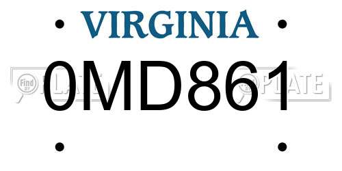 0MD861 Virginia License Plate