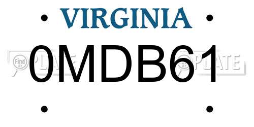 0MDB61 Virginia License Plate