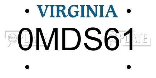 0MDS61 Virginia License Plate