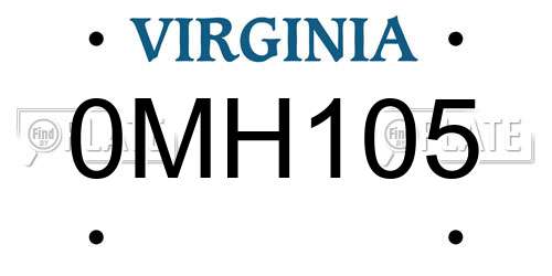 0MH105 Virginia License Plate