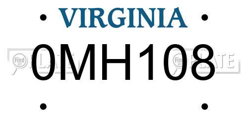 0MH108 Virginia License Plate