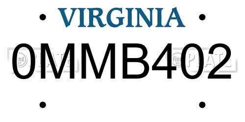 0MMB402 Virginia License Plate