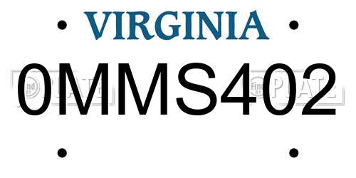 0MMS402 Virginia License Plate
