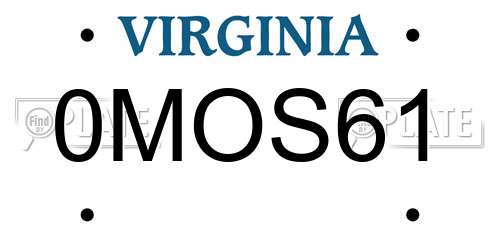 0MOS61 Virginia License Plate