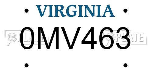 0MV463 Virginia License Plate