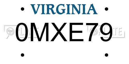 0MXE79 Virginia License Plate