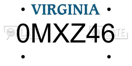 0MXZ46 Virginia License Plate