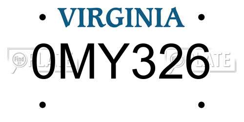 0MY326 Virginia License Plate