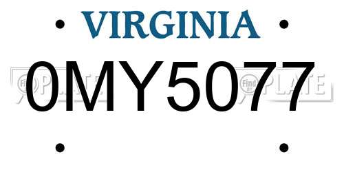 0MY5077 Virginia License Plate