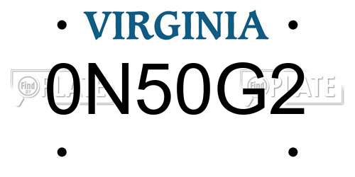 0N50G2 Virginia License Plate