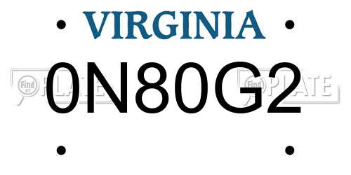 0N80G2 Virginia License Plate