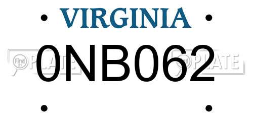 0NB062 Virginia License Plate