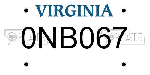 0NB067 Virginia License Plate