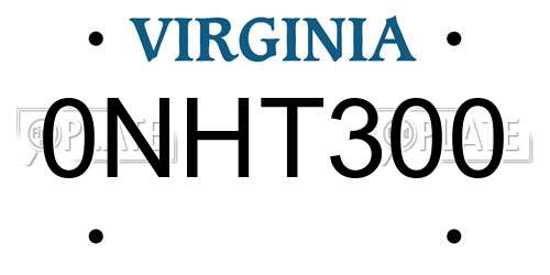 0NHT300 Virginia License Plate