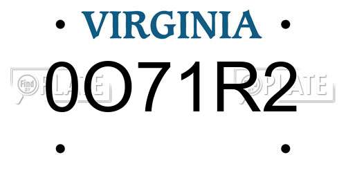 0O71R2 Virginia License Plate