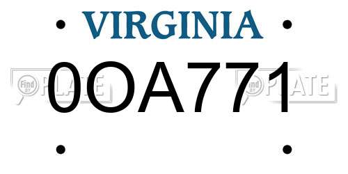 0OA771 Virginia License Plate