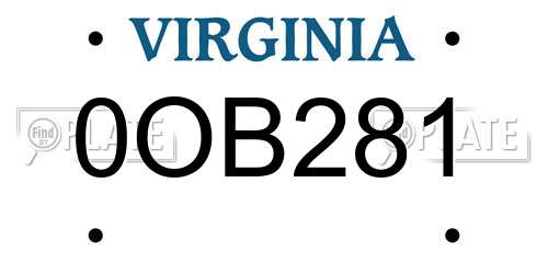 0OB281 Virginia License Plate