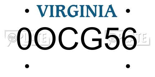 0OCG56 Virginia License Plate