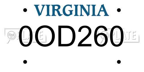 0OD260 Virginia License Plate