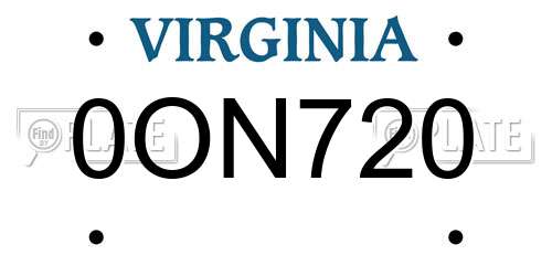 0ON720 Virginia License Plate
