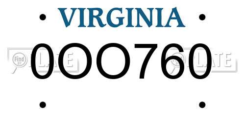 0OO760 Virginia License Plate