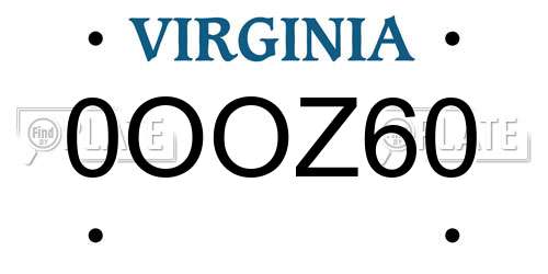 0OOZ60 Virginia License Plate