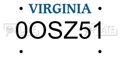 0OSZ51 Virginia License Plate